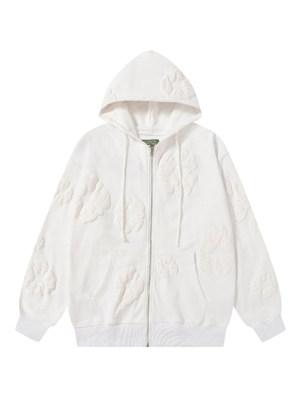 White Denim Tears Cotton Flower Pattern Zip-Up Hoodie Unisex